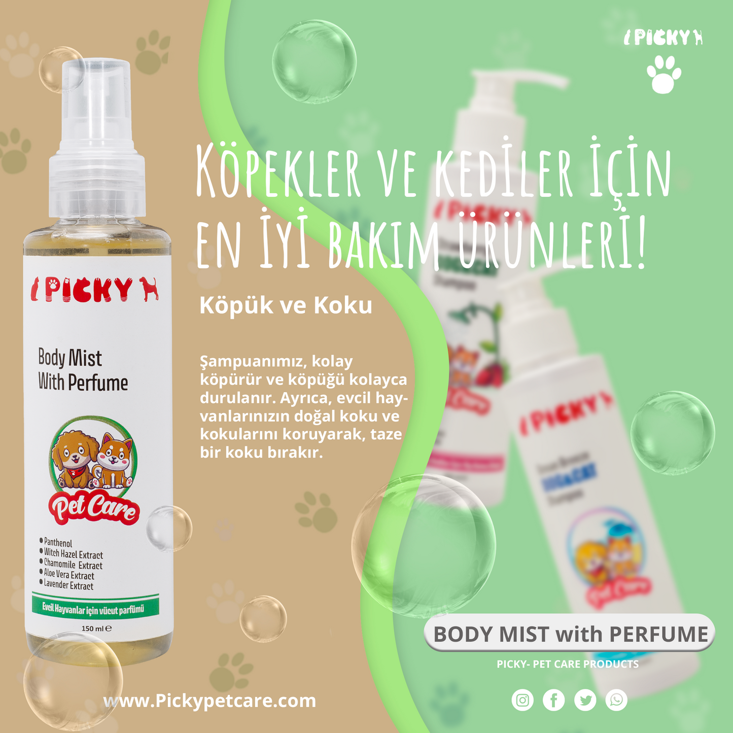 PICKY Evcil Hayvanlar İçin Vücut Parfümü